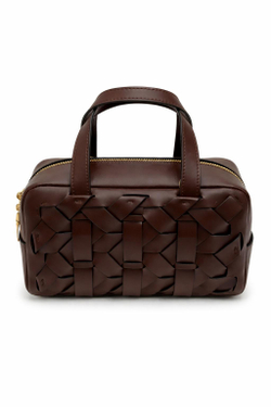 ITALY K сумка-саквояж плетеная - шоколад