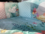 Комплект постельного белья 17-ти предметный "Мир детства" (подушечки), ЗАЙКИ С ЦВЕТАМИ, поплин