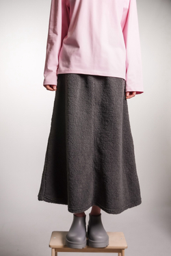 Юбка-трапеция из плюшевой ткани, графит