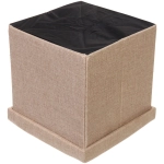 Пуфик для хранения вещей складной «ВЕСТА», цвет пастельно бежевый, 31*31*30.5см