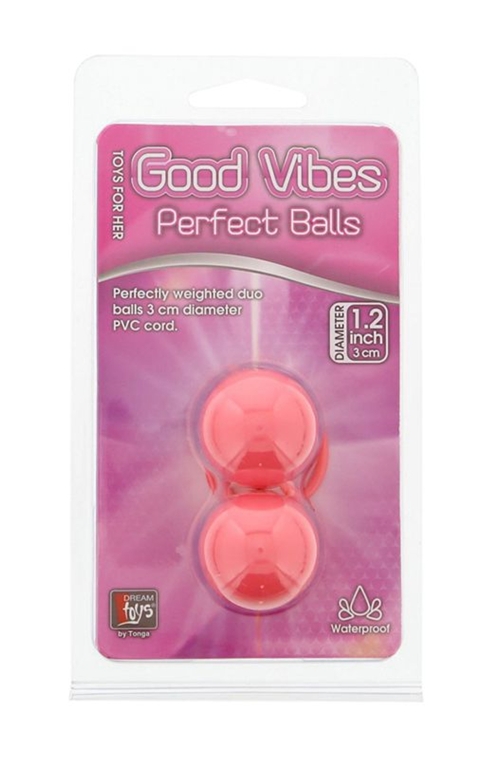 Розовые вагинальные шарики GOOD VIBES PERFECT BALLS на мягкой сцепке (Цвет: розовый)