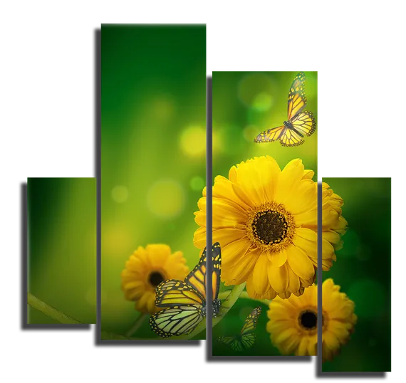 Модульная картина "Гербера и бабочка"