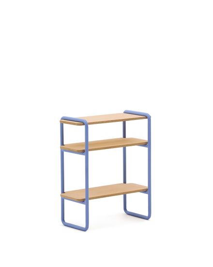 Стеллаж из ясеневого шпона цвета Tinn с синей металлической конструкцией, 70 x 60