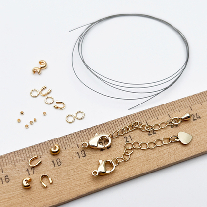 Набор для закрепки с китайским ювелирным тросиком 0,3 мм, цвет золото