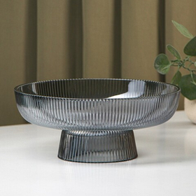 Ваза для фруктов «Камелия», 26×11 см, стекло, серая