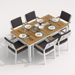Обеденная группа Ideal Patio ТЕЛЛА  БОНТА  каркас белый, стол тик 180, ткань антрацит