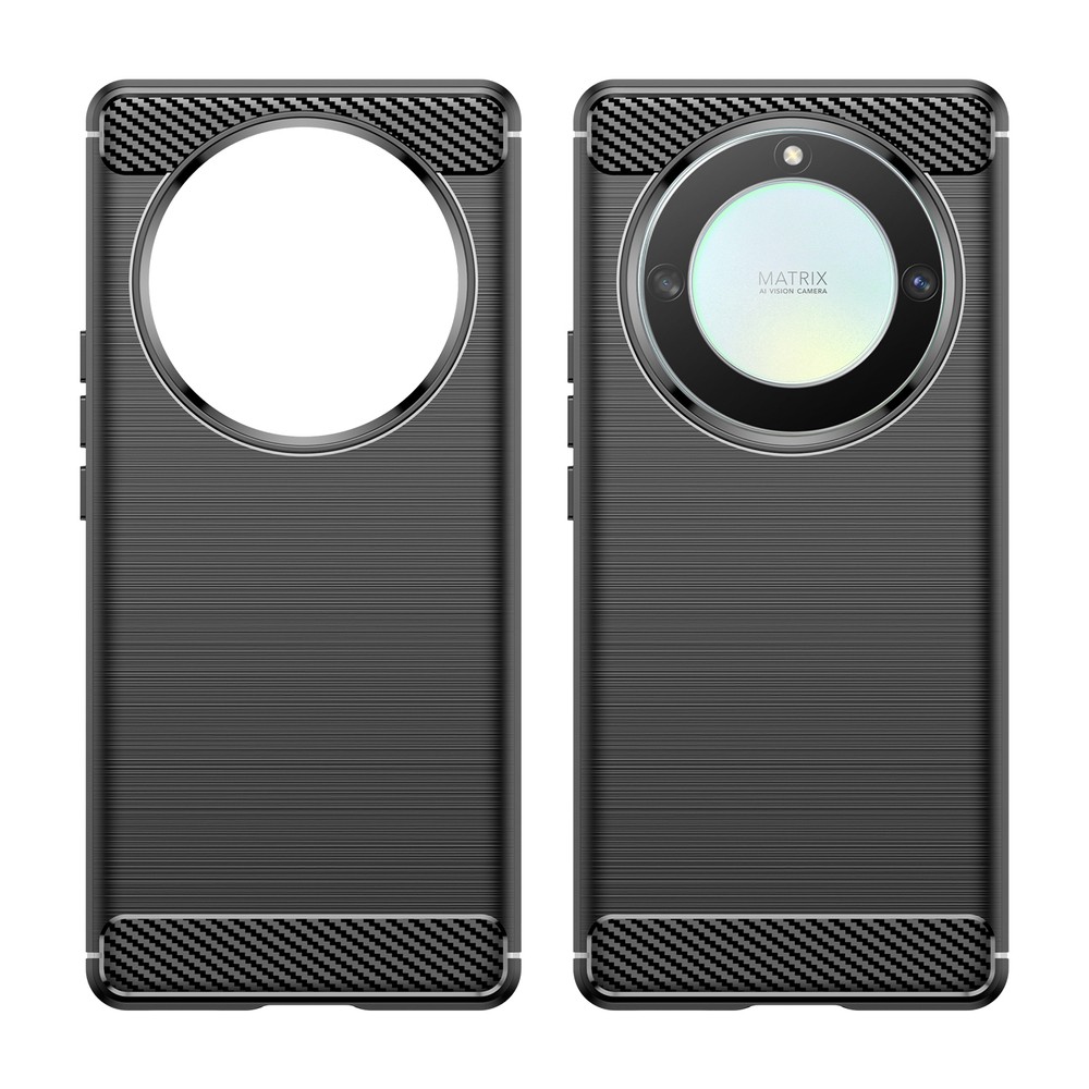 Мягкий чехол черного цвета на смартфон Honor X9A (с 2023 года), серия Carbon (дизайн в стиле карбон) от Caseport