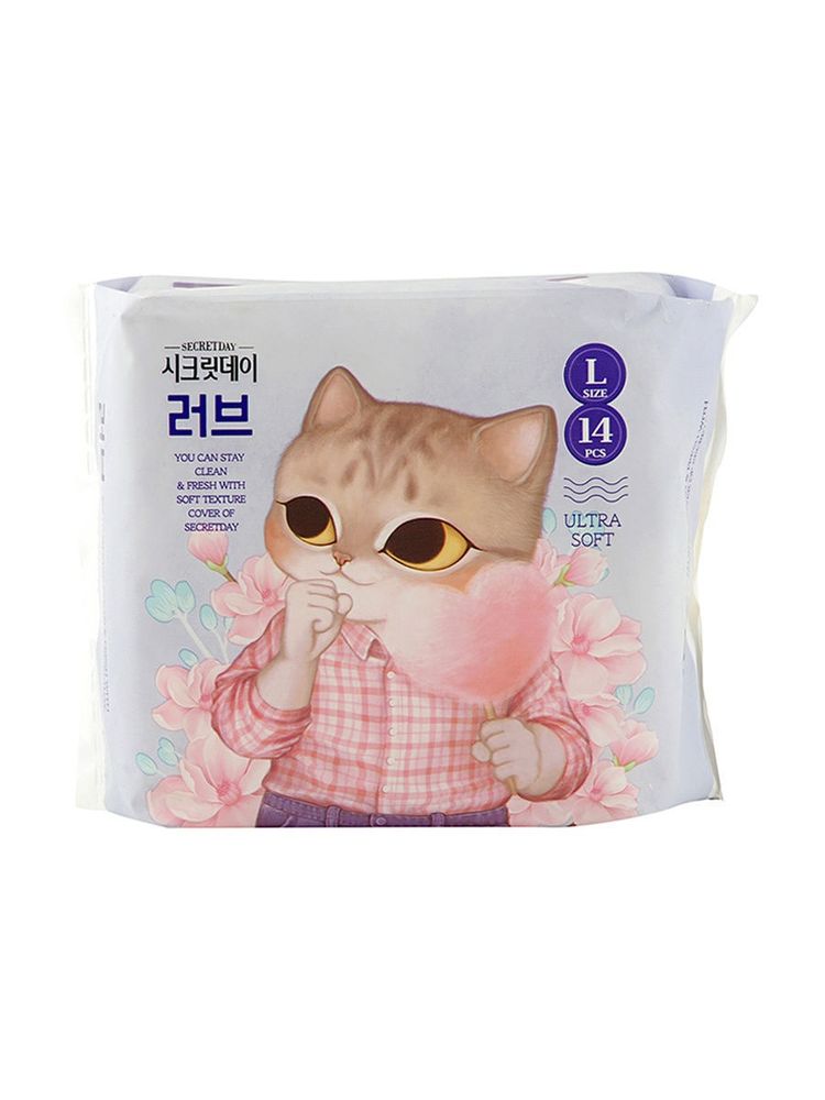 Прокладки ультратонкие дышащие органические прокладки Secret Day ultra soft Large, 14 шт. 28 см