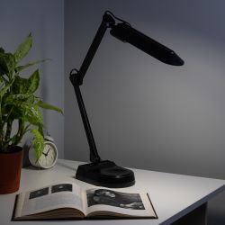 Настольный светильник ЭРА NL-202-G23-11W-BK с лампой PL на струбцине и с основанием черный | Настольные светильники под лампу