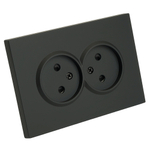 Розетка 2-местная с защитной шторкой, STEKKER, б/з, 250В, 16А, серия Эмили, RST16-5116-05, черный уголь, soft touch 49851