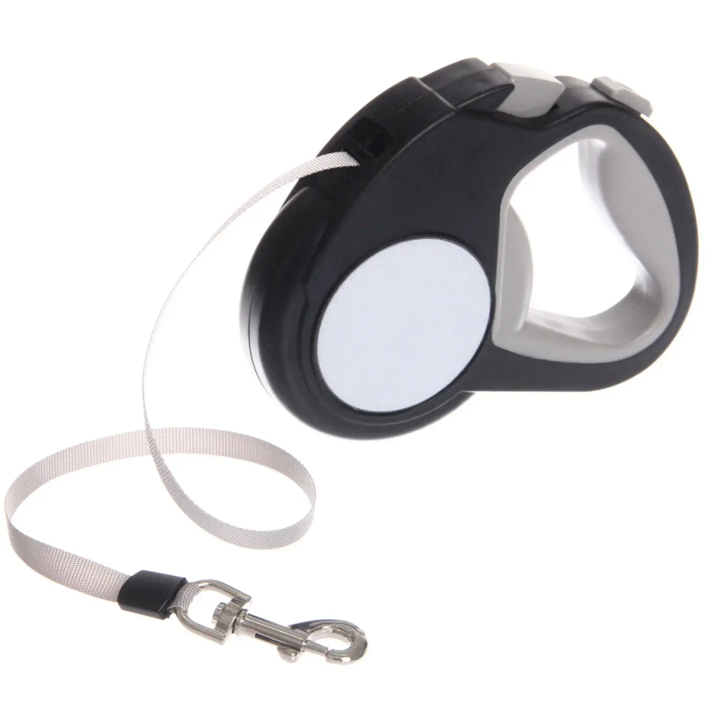 Поводок-рулетка для малых и средних пород со светооражающим элементом «МОЙ БРО», цвет чёрный, 3м, нагрузка до 10кг