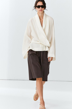 Massimo Dutti Длинные шорты из кожи наппа, коричневый