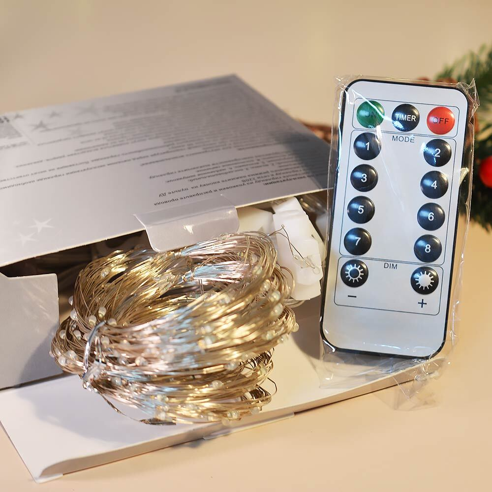 Гирлянда электрическая занавес "Бриллиант" 3*3м, 300 ламп LED, 8 режимов, с пультом, синий свет