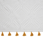 Полотенце банное белое, с кисточками цвета карри из коллекции essential, 70х140 см