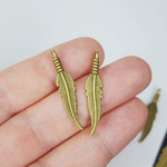 Перо подвеска, листик, пёрышко, р-р 31мм, бижутерный сплав, штучно