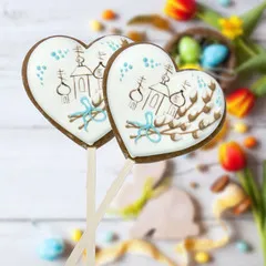 Пряник на палочке «Пасхальное сердечко» / 50 гр