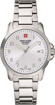 С браслетом Мужские наручные часы с серебряным браслетом Swiss Alpine Military 7011.1132 mens 40mm 10ATM