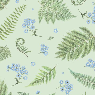 Папоротники и незабудки (светло-зеленый))