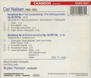 Royal Scottish Orchestra, Bryden Thomson / Carl Nielsen: Symphonies - No.4 The Inextinguishable, No.6 Sinfonia Semplice (CD)