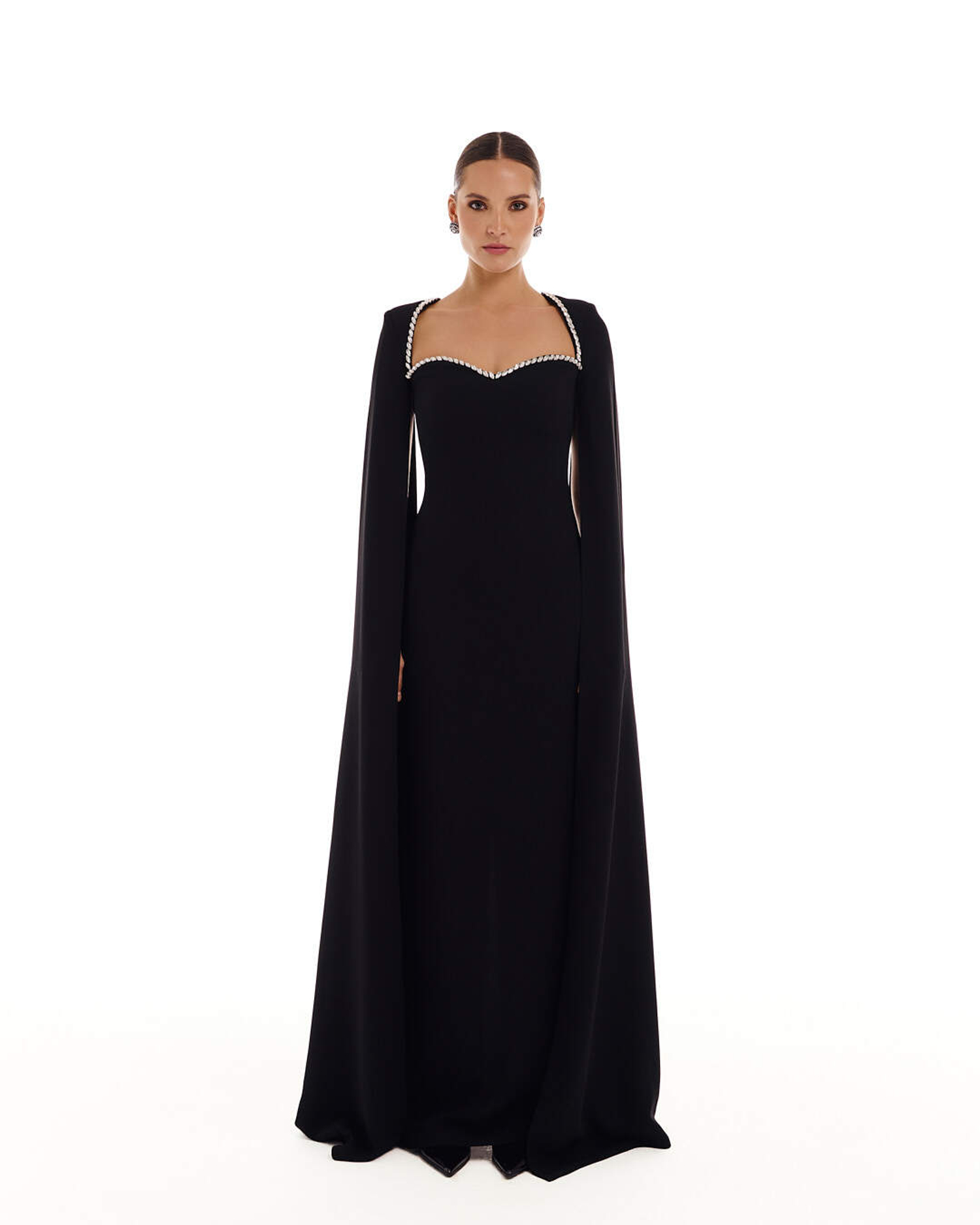 Платье-кейп Amani (Амани) выш. декольте черный