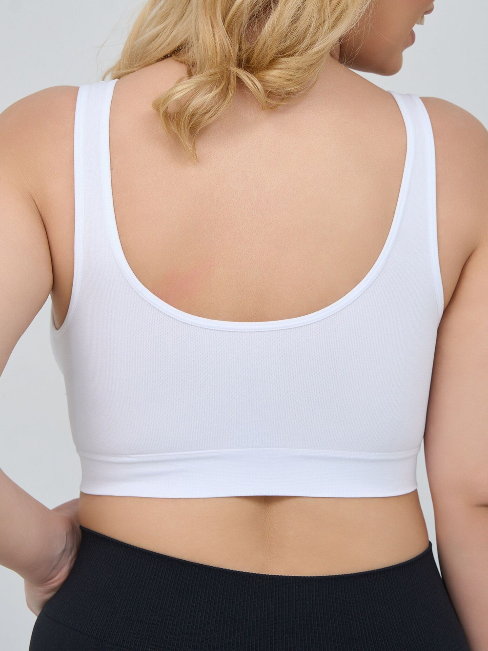 Гладкий бюстгальтер-топ с широкими бретелями (Размер: 2X) (Цвет: белый)