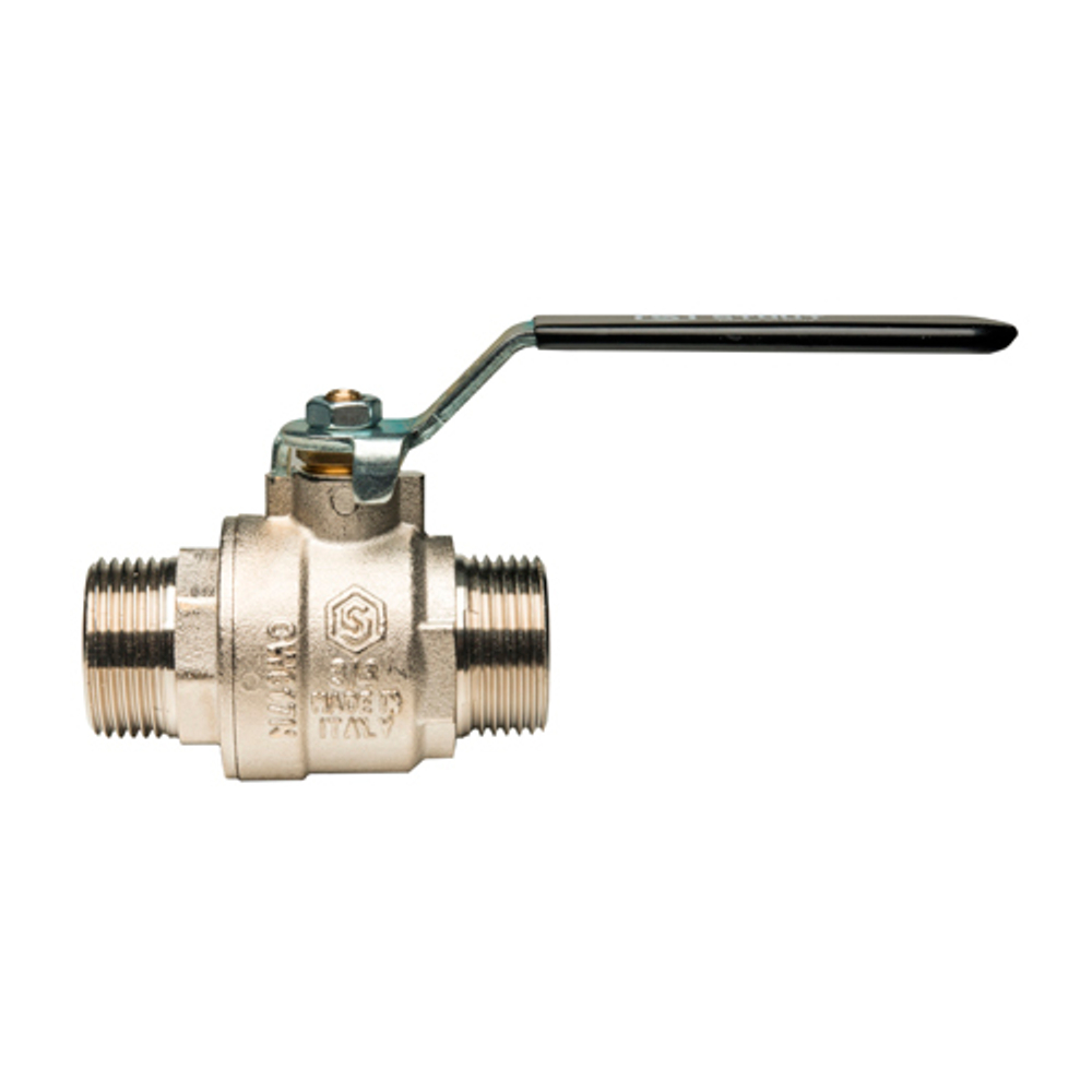 Кран шаровой полнопроходной STOUT - 3/4" (НР/НР, PN40, Tmax 150°C, ручка-рычаг черная)