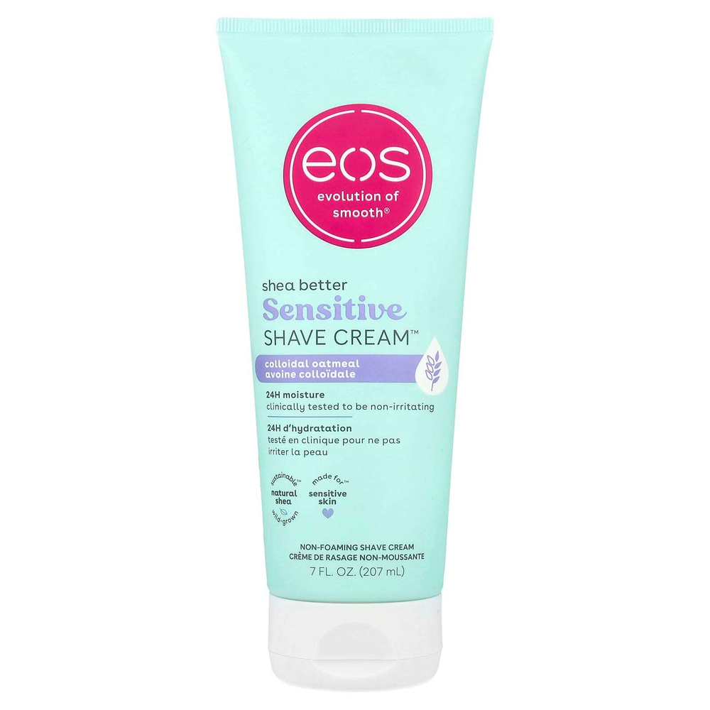 EOS, Shea Better ™, крем для чувствительного бритья ™, коллоидная овсянка, 207 мл (7 жидк. Унций)