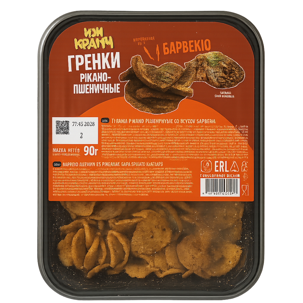 Гренки ржано-пшеничные ИзиКранч барбекю 90 гр