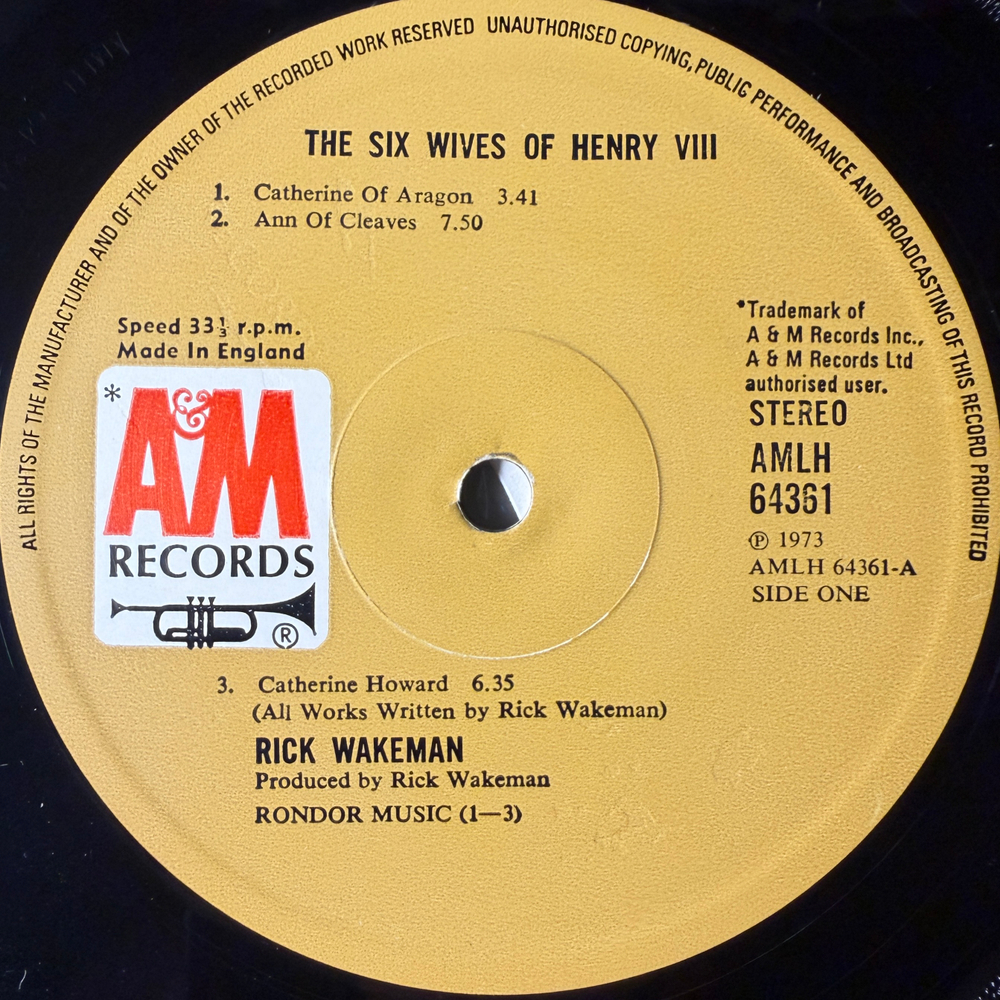 Rick Wakeman ‎– The Six Wives Of Henry VIII (Англия 1973г.) Т