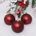 Новогодние шары 8 см (набор 3 шт) «Матовый», темный рубин