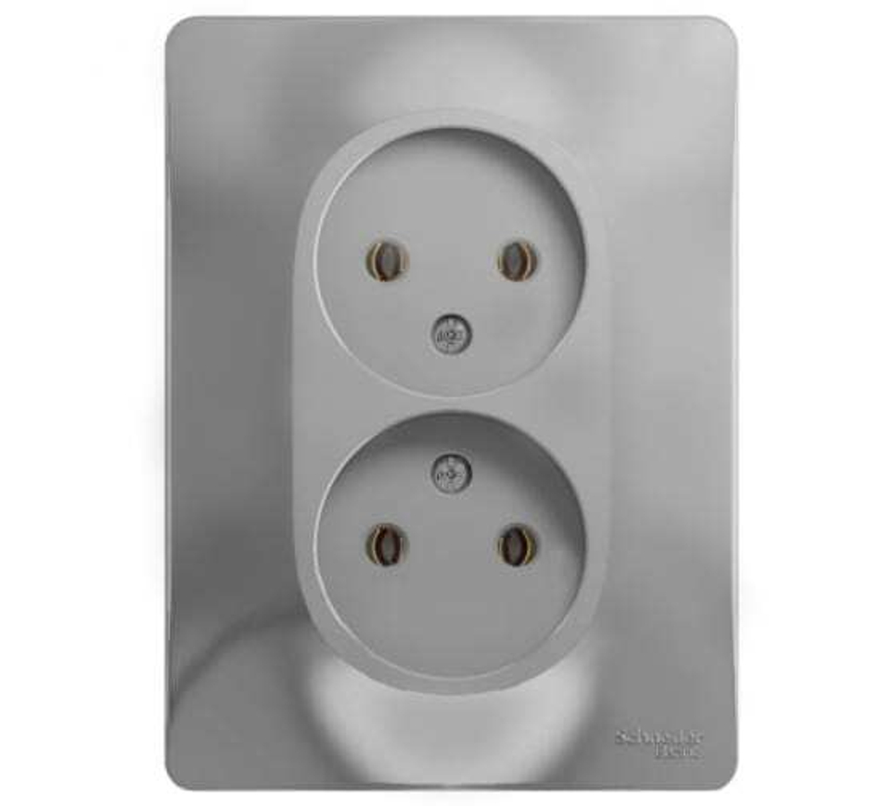 Розетка 2-местная Schneider Electric GLOSSA GSL000320 алюминий 91487