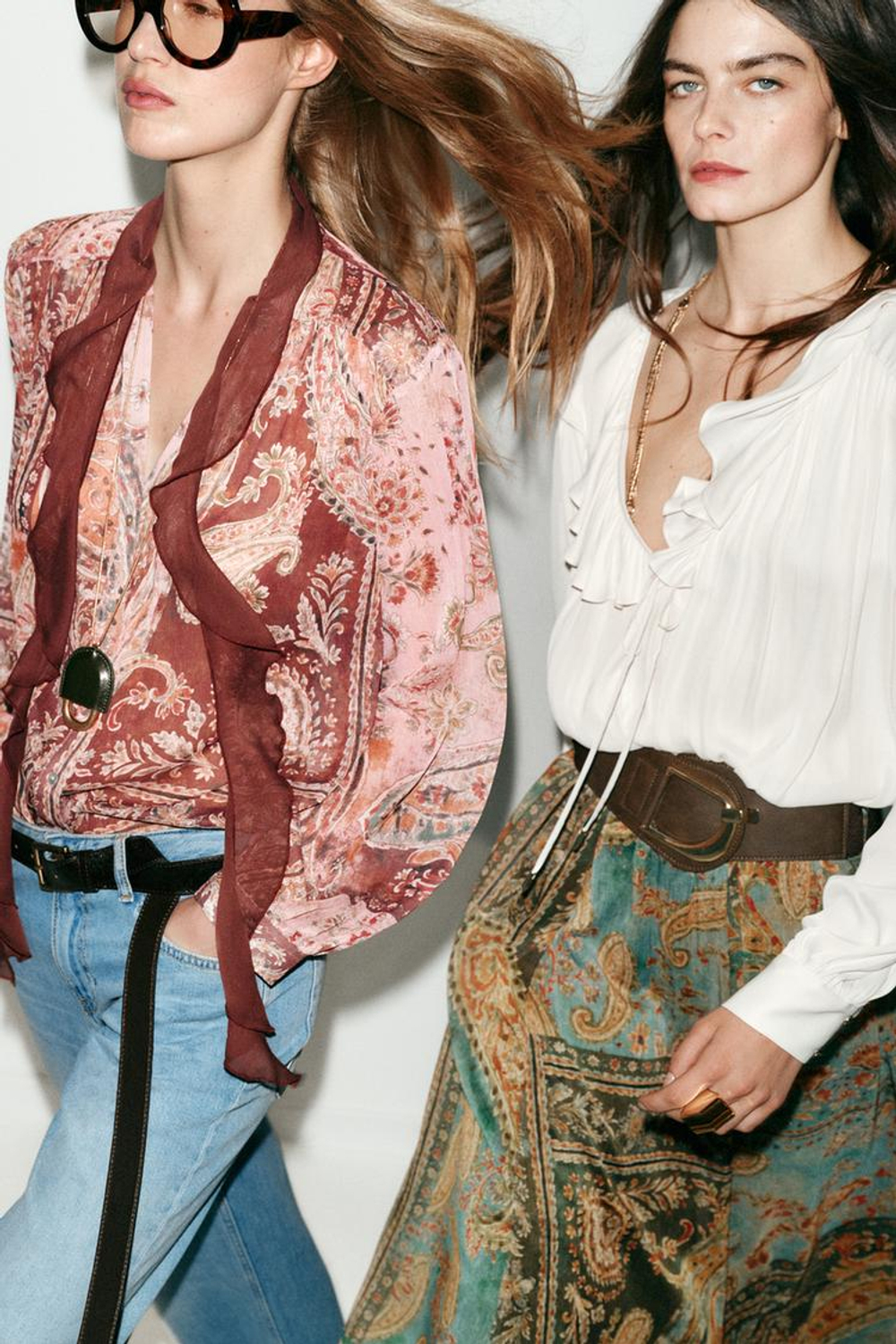 ZARA БЛУЗА С ПРИНТОМ И БАНТОМ, РАЗНОЦВЕТНЫЙ