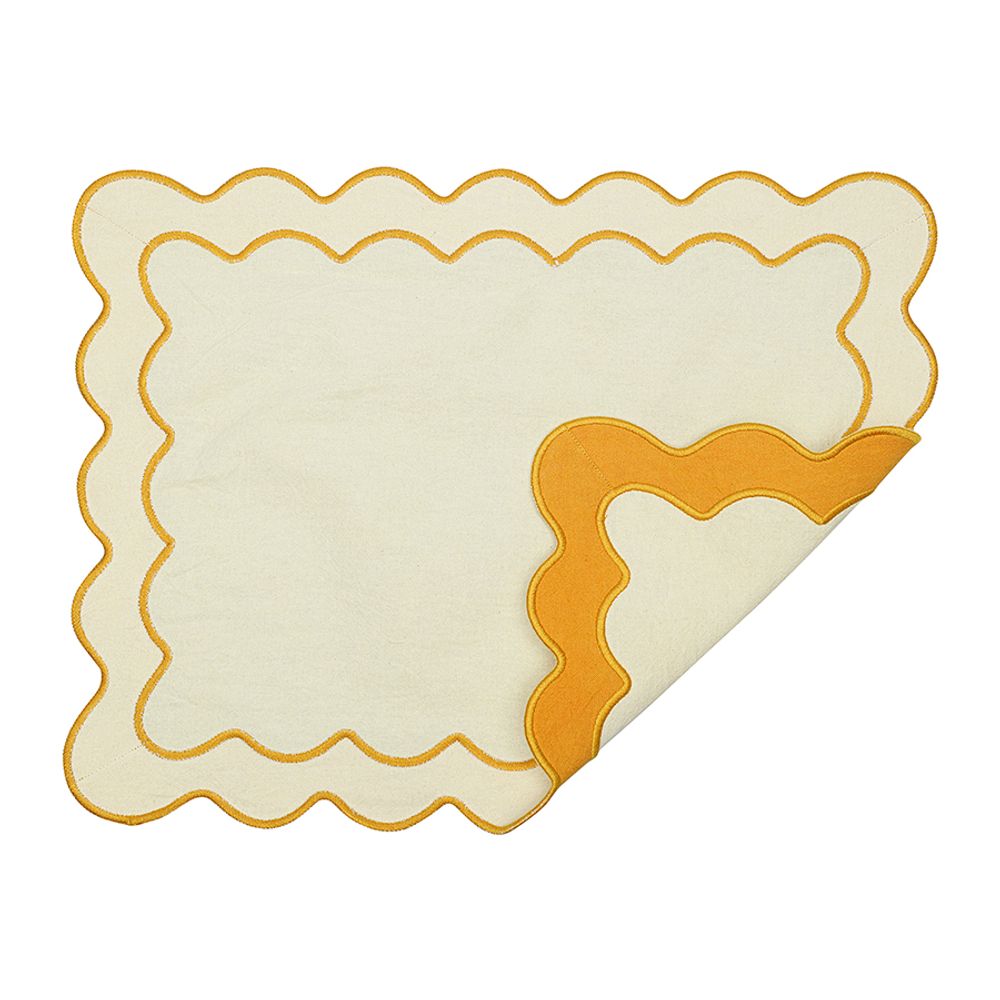 Салфетка под приборы с контрастным кантом горчичного цвета из коллекции Trendy Ruffles, 35х45 см