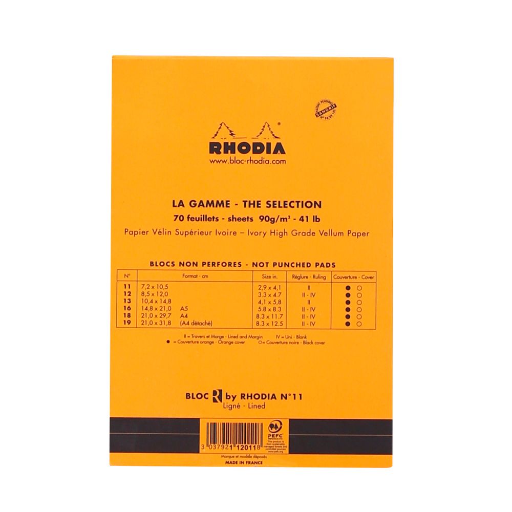 Блокнот Rhodia Basics "le R" №11 A7 в линейку 90 гр оранжевый (112011C) 4