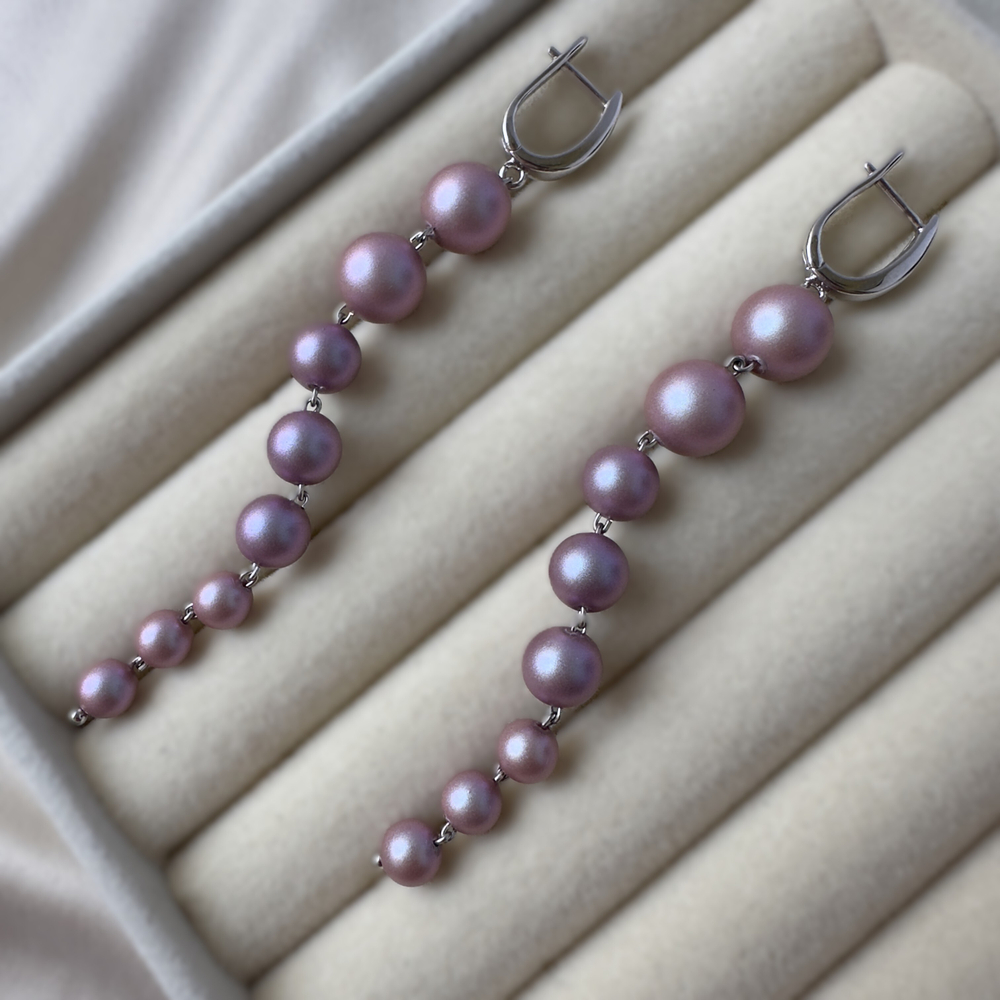 alt="Авторские серьги «Пудровый градиент» — жемчуг Майорка"