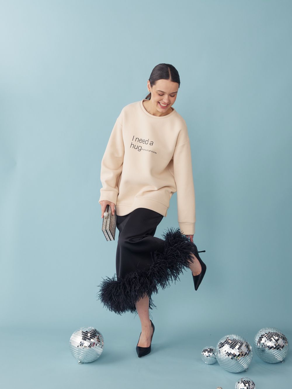 СВИТШОТ HUGE AMOUNT PASTEL BEIGE