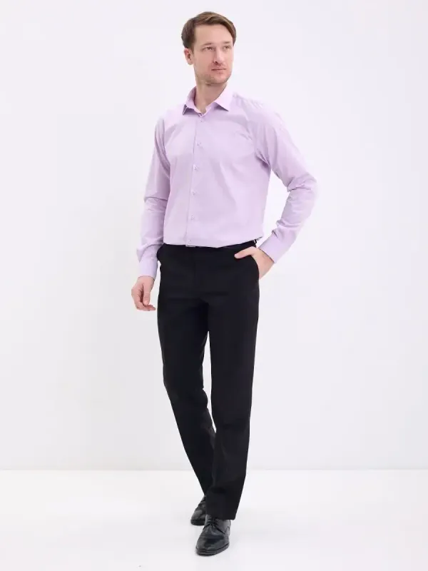 Рубашка на высокий рост LONG SLIM FIT с длинным рукавом, сиреневая