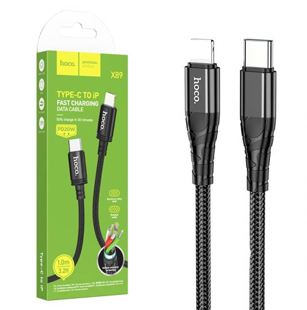 Кабель Lightning -TypeC HOCO X89 PD 20W (черный) 1м