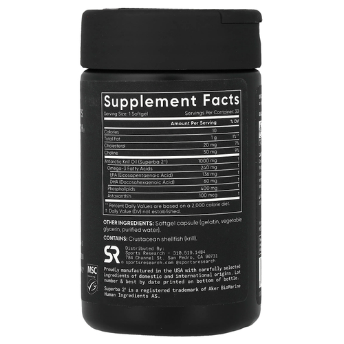 Sports Research, масло криля с омега-3, 30 капсул