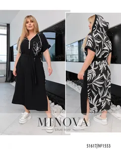 Платье 1553-черный-цветок Minova
