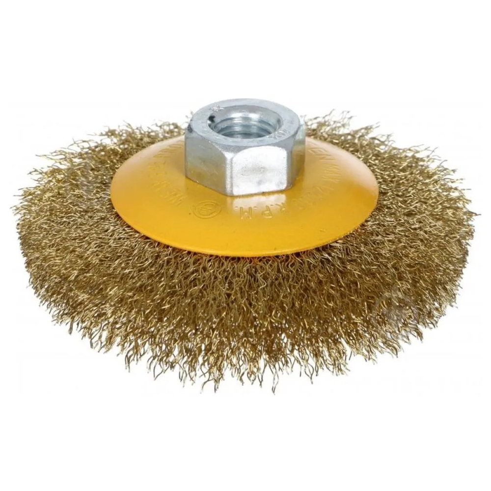 Щетка конусная проволочная латунированная TOLSEN 100мм М14 0.3мм 77517