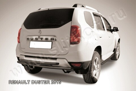 Защита заднего бампера Renault Duster (2015-2021) d42+d42 черная