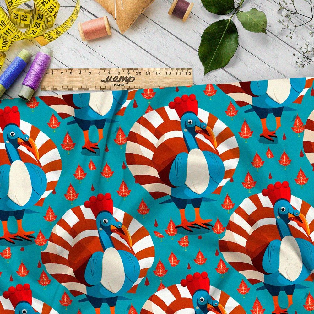 Ткань Ниагара Софт экзотические павлины