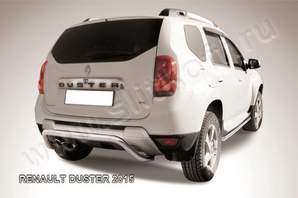 Защита заднего бампера (нержавейка) Renault Duster (2015-2021) d57 скоба