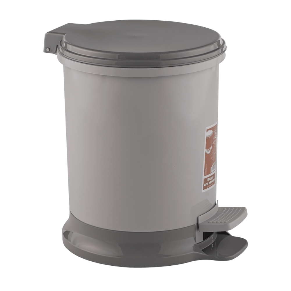 Ведро для мусора с педалью 11л цвет серый, устойчивое