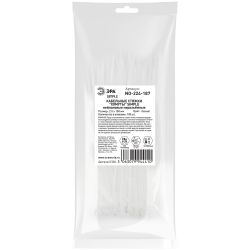 Кабельная стяжка ЭРА NO-224-187 (хомут) нейлоновая 2.5 х 150 мм белая (100 шт/уп) Simple | Кабельные стяжки (хомуты)