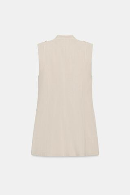 ZARA МИНИ-ПЛАТЬЕ С НАВЕСНЫМИ ПЕТЛЯМИ ИЗ ЛЬНА, СВЕТЛО-БЕЖЕВЫЙ