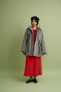 Парка утепленная из смесовой ткани, серая елочка