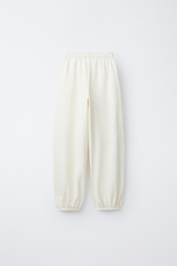 ZARA ФЛИСОВЫЕ БРЮКИ BALLOON С НАДПИСЬЮ, ЭКРЮ