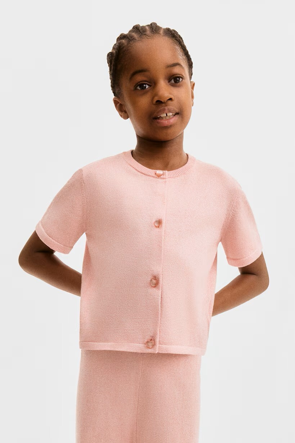 H&M Кардиган из тонкого трикотажа с люрексом, светло-розовый